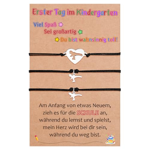 CheersLife Erster Tag des Kindergartens Armband Mutter Tochter Sohn Zurück zur Schule Füllung Geschenke Erster Tag der Schule Armband für Mutter Tochter Sohn Armbänder Set für 3 Schulanfang Armband von CheersLife