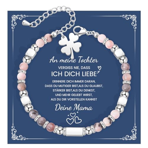 CheersLife Geschenk für Tochter,Weihnachtsgeschenke für an Meine Tochter Geschenke von Mama,Mutter Tochter Geschenk Mutter Tochter Armband - Glück Klee für Tochter Teenager Mädchen Geburtstag von CheersLife