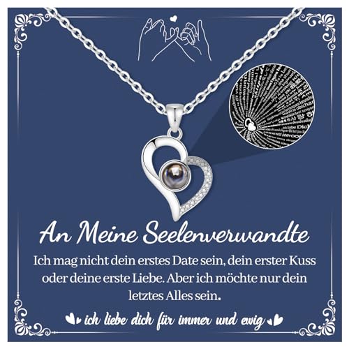 CheersLife Geschenke Für Frauen Kette Herz Damen Halskette - Ich Liebe Dich 100 Sprachen Projektions Halskette Personalisierte Valentinstag Geburtstag Geschenk Für Ihre Frau Freundin Seelenverwandter von CheersLife