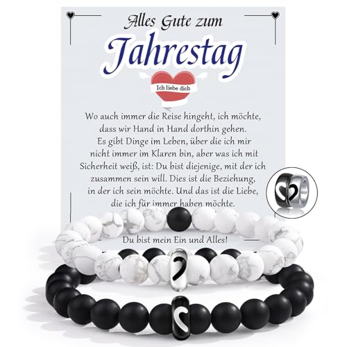 CheersLife Jahrestag Geschenk für Ihn und Sie Partnerarmbänder für Paar Partner Geschenke zum Jahrestag für Ihn Fernbeziehung Armband Hochzeitstag Geschenk Beste Freundin Pärchen Armband von CheersLife
