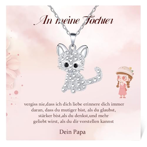 CheersLife Tochter Geschenke Von Papa Katzen Kette Mädchen Geschenk Für Mädchen Papa An meine Tochter Kette Weihnachten Geburtstagsgeschenk Für Tochter Halskette Für Mädchen Papa Tochter Geschenk von CheersLife