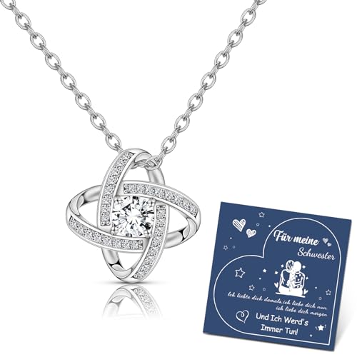 CheersLife Kette Damen Halskette Schwester Geschenk Geschenke Für Schwester Silberplatte Silber 925 Damen Beste Schwester Geschenke Mädchen Geschenk Für Schwester Geschenk Für Große Schwester von CheersLife