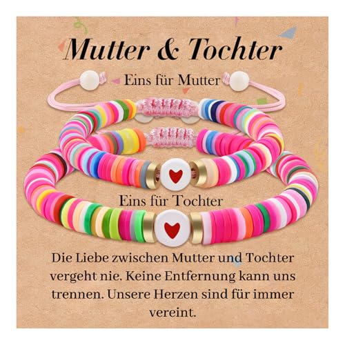 CheersLife Mutter Tochter Armband Mutter Tochter Geschenk für Mama Mutter und Tochter Armband für Mädchen Damen Herz Armbänder Set für 2 Weihnachten Muttertag Zurück Zur Schule von CheersLife