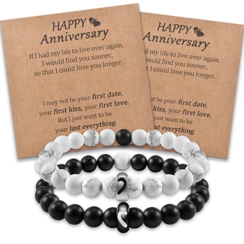 CheersLife Partnerarmbänder 2 Stück Couple Armband Pärchen Armband Paar Armbänder Paare Geschenke Hälfte Herz Ring Armband Partner Hochzeitstag Jahrestag Geschenk für ihn Ehemann Frau von CheersLife
