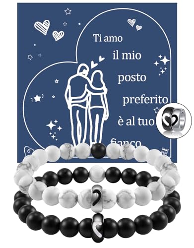 CheersLife Partnerarmbänder Pärchen Armband Geschenk Valentinstag für Ihn Armbänder für Paare Partner Armbänder Hälfte Herz Ring Paar Armbänder Matching Bracelets Fernbeziehung Armband Couple IT von CheersLife