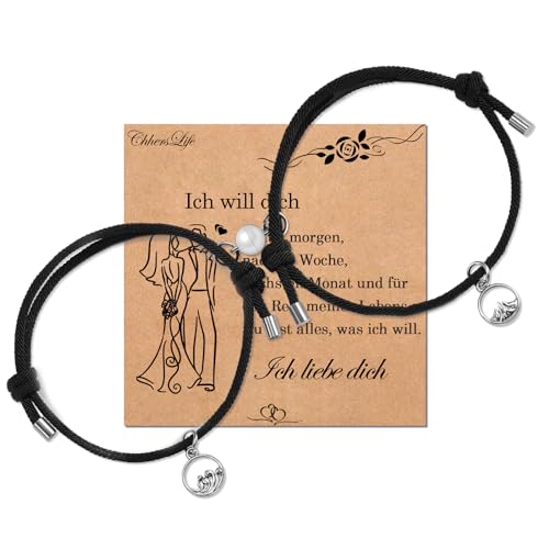 CheersLife Partner Armbänder Paar Armbänder Partnerarmbänder Pärchen Armband für Paare Fernbeziehung Armband Magnet Paar Armbänder Matching Bracelets Fernbeziehung Armband Couple Armband von CheersLife