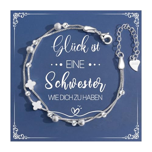 CheersLife Schwester Geschenk,Geschenk Schwester Geburtstag,Geschenke für Schwester,Kleeblatt Armband Damen Freundin - Weihnachten Valentinstag von CheersLife