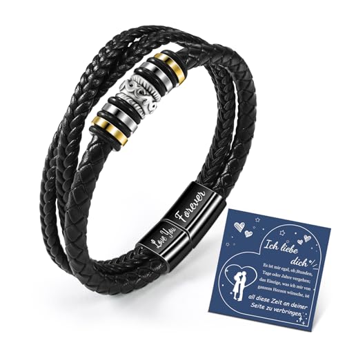 CheersLife Valentinstag Männer Armband Ich Liebe Dich Für Immer Geschenke Für Männer Ehemann Freund Herren Armband Leder Armband Für Ehemann Partner Geschenke Für Ihn Weihnachtsgeschenke Für Männer von CheersLife