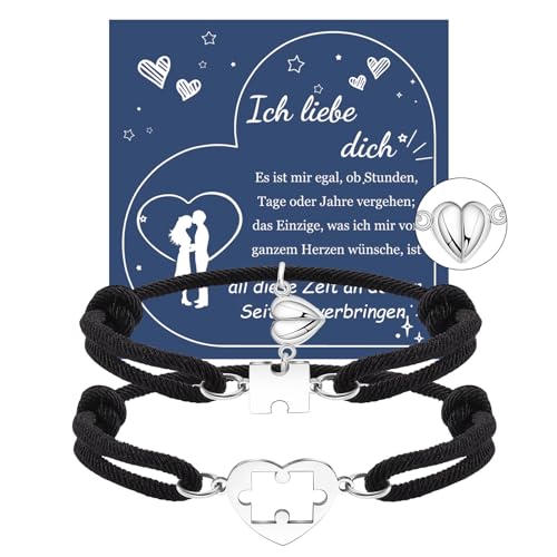 CheersLife Valentinstag Geschenke Für Ihn Magnetisches Partnerarmbänder Partner Paare Geschenk Armbänder Pärchen Armband Paar Armbänder Freundschaftsarmband Geschenke Ehemann Hochzeit Geburtstag 2PCS von CheersLife