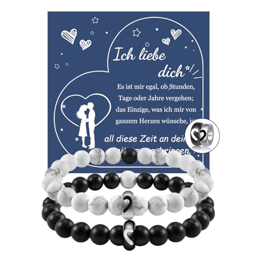 CheersLife Valentinstag Geschenke Für Ihn Partnerarmbänder Partner Paare Geschenk Armbänder Pärchen Armband Ich Liebe Dich Paar Armbänder Freundschaftsarmband Männer Geschenke Ehemann Geburtstag 2PCS von CheersLife