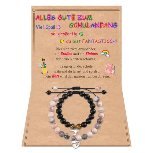 CheersLife Zurück Zur Schule Geschenke Mutter Sohn Armbänder Set für 2 Passende Dinosaurier Erster Schultag Geschenk für Jungen Schulanfang Armband Mutter und Sohn von CheersLife
