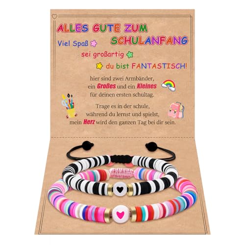 CheersLife Zurück Zur Schule Geschenke Mutter Sohn Armbänder Set für 2 Passende Herz Erster Schultag Geschenk für Jungen Schulanfang Armband Mutter und Sohn von CheersLife