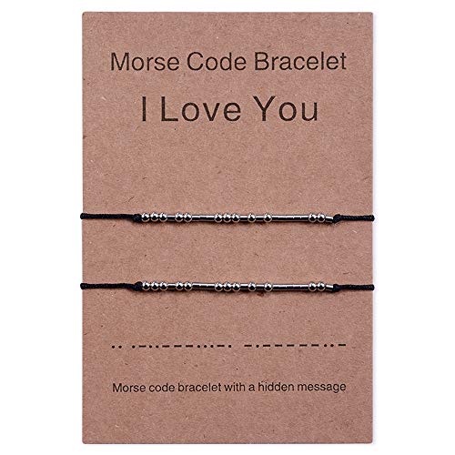 CheersLife 2 Stück Ich Liebe Dich Morsecode Armbänder Für Frauen Paare Freundschaft Schwester Passende Beziehung Perlenarmband Schmuck Für Mädchen Jungen Männer Mutter Tochter Muttertagsgeschenk von CheersLife