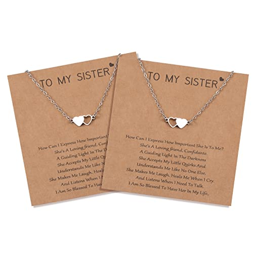 CheersLife 2 Stück Schwester Halsketten Freundschaft Bester Freund Distanz Edelstahl Passende Aushöhlen Herz Halskette Geburtstag Geschenk Schmuck für Mutter und Tochter Damen Mädchen von CheersLife