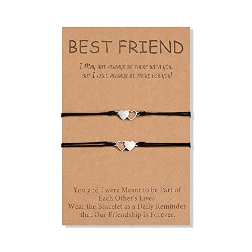 CheersLife 2 Bester Freund Armbänder Satz Freundschaft Wunsch Armband Passende Distanz Herz Armband Geschenke für Frauen Mädchen Teen Männer Schwestern von CheersLife