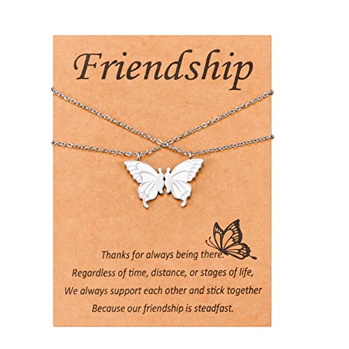 Cheerslife Freundschaftskette 2 Bester Freund Bff Schmetterling Passende Halsketten Schmuck Geschenke Für Teenager Mädchen Frauen Freunde Ferngespräch Geburtstagsgeschenk Silber von Cheerslife