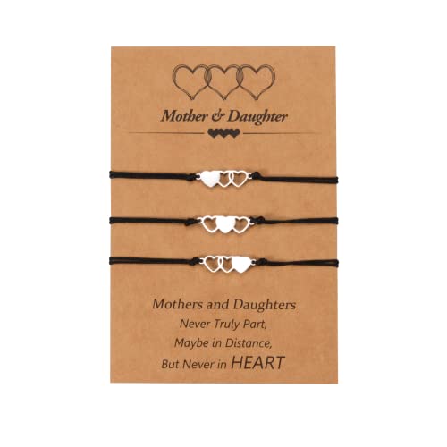 CheersLife Muttertags Geschenke Für Mama Geschenke Von Tochter Geburtstags Geschenke Für Mutter Tochter Armbänder Set Für 3 Mama Und Mich Herz Distanz Armband Schmuck Geschenk Für Frauen Mädchen von CheersLife