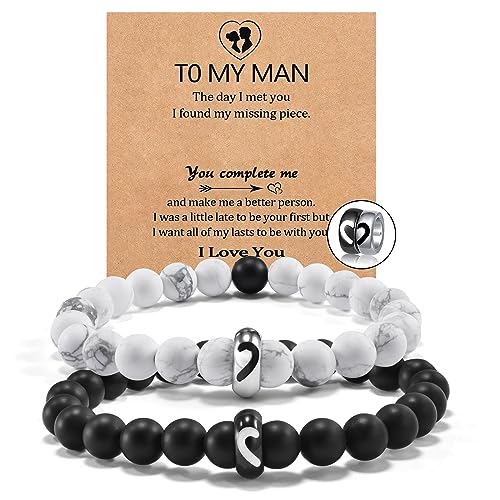 Cheerslife Valentinstag Geschenke Für Ihn Partnerarmbänder Hälfte Herz Ring Für Männer An Meinen Mann Liebhaber Partnerarmband Geburtstag Valentinstag Geschenke Für Männer Armband Paare Jahrestag 2PCS von CheersLife