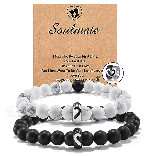 CheersLife Valentinstag Geschenke Für Ihn Partnerarmbänder Hälfte Herz Ring Seelenverwandter Partnerarmband Geburtstag Valentinstag Geschenke Couple Geschenke Armband Paare Männer Jahrestag 2PCS von CheersLife