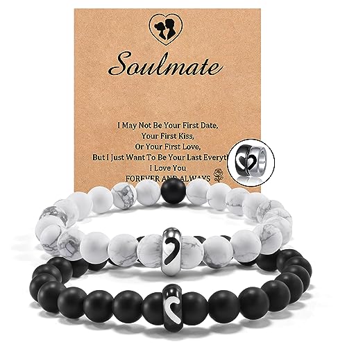 CheersLife Valentinstag Geschenke Für Ihn Partnerarmbänder Hälfte Herz Ring Seelenverwandter Partnerarmband Geburtstag Couple Geschenke Armband Paare Männer Jahrestag 2PCS von CheersLife
