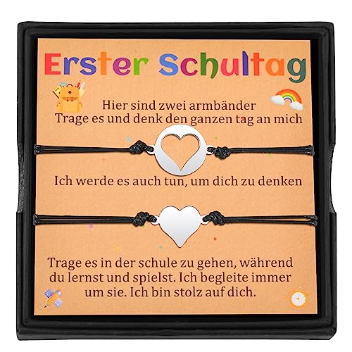 CheersLife Zurück Zur Schule Armbänder Mutter Tochter Sohn Passende Herz Armbänder Set Für 2 Mama Und Mich Schmuck Ersten Tag Der Schule Geschenke Für Mädchen Jungen von CheersLife