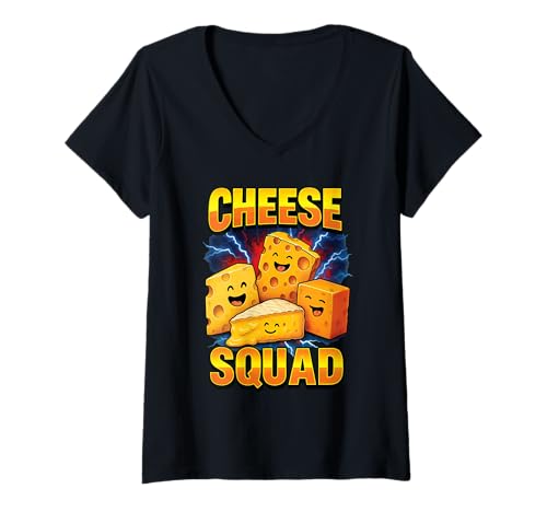 Damen Cheese Squad T-Shirt mit V-Ausschnitt Damen Cheese Squad T-Shirt mit V-Ausschnitt von Cheese Food