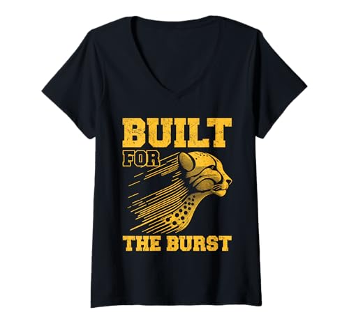 Damen Gebaut für den Burst Cheetah Speed Sprint Athlete Running T-Shirt mit V-Ausschnitt Damen Gebaut für den Burst Cheetah Speed Sprint Athlete Running T-Shirt mit V-Ausschnitt von Cheetah Designs for Wildlife Leopard Lover