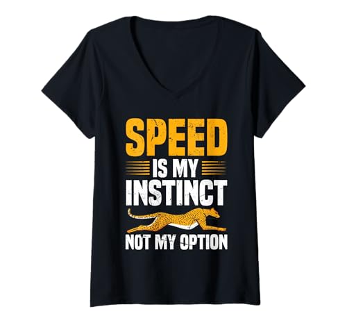 Damen Geschwindigkeit ist Mein Instinkt, Nicht Meine Option Cheetah Runner T-Shirt mit V-Ausschnitt Damen Geschwindigkeit ist Mein Instinkt, Nicht Meine Option Cheetah Runner T-Shirt mit V-Ausschnitt von Cheetah Designs for Wildlife Leopard Lover