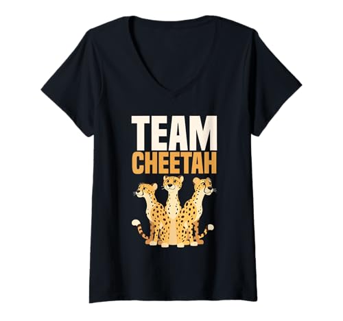Damen Team Cheetah Wildlife Große Katze Speed Runner Spirit T-Shirt mit V-Ausschnitt Damen Team Cheetah Wildlife Große Katze Speed Runner Spirit T-Shirt mit V-Ausschnitt von Cheetah Designs for Wildlife Leopard Lover