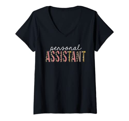 Damen Personal Assistant Leopard Print Lustige Wertschätzung T-Shirt mit V-Ausschnitt von Cheetah Print Personal Assistant Apparel
