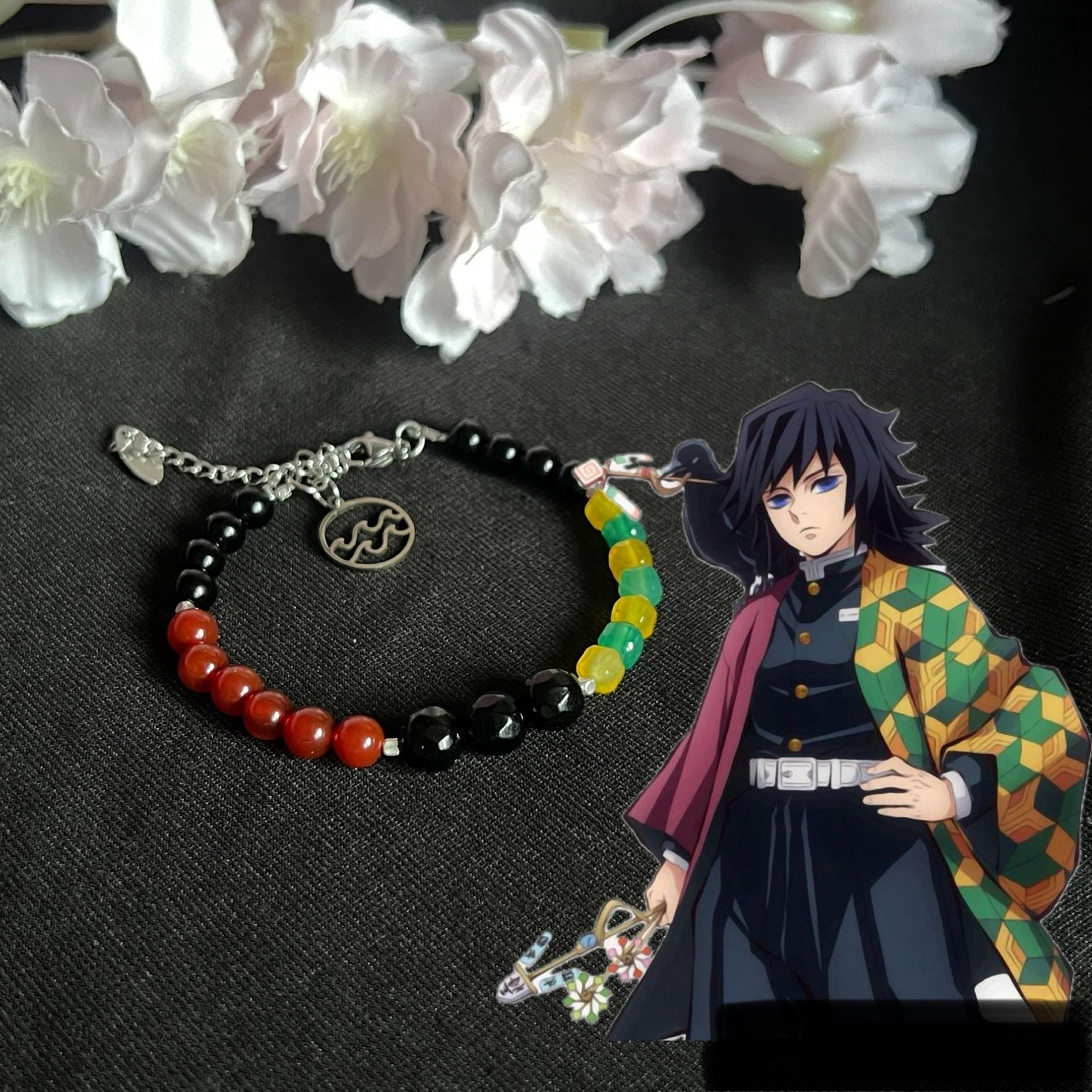Demon Slayer Edelsteinarmband - Giyū Tomioka Inspiration Edelstahl Wasserfest Karneol Onyx Obsidian Achat Anime Armband Demon Slayer Edelsteinarmband - Giyū Tomioka Inspiration Edelstahl Wasserfest Karneol Onyx Obsidian Achat Anime Armband von CheetahPearls