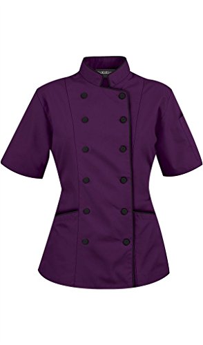 Chef Apparel Kurze Ärmel Damen Damen Chef Mantel Jacken M (für Büste 36-37), Violett von Chef Apparel