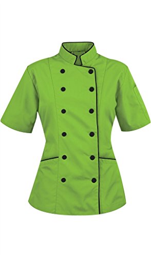 Chef Apparel Kurze Ärmel Damen Damen Chef Mantel Jacken XL (für Büste 40-41), Grün von Chef Apparel