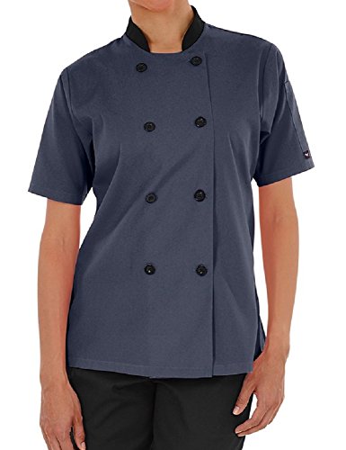 Damen Kochjacke Only Short Sleeve Gr. Large, grau von Chef Apparel