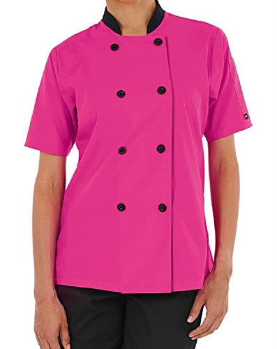 Damen Kochjacke Only Short Sleeve Gr. X-Large, rose von Chef Apparel