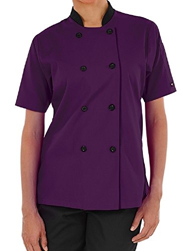 Damen Kochjacke Only Short Sleeve Gr. X-Large, violett von Chef Apparel