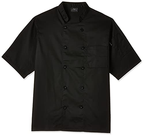 Chef Code Herren Short Sleeve Uni Classic Chef Coat Kochjacke, schwarz, 3X-Groß von Chef Code