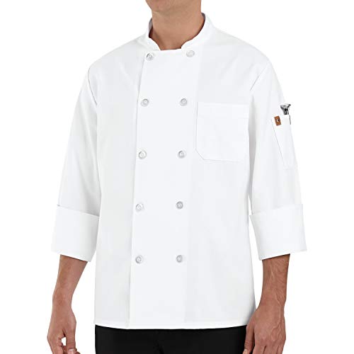 Chef Designs Herren Ten Pearl Button Chef Coat Mantel, Weiss/opulenter Garten, Large Chef Designs Herren Ten Pearl Button Chef Coat Mantel, Weiss/opulenter Garten, Large von Chef Designs