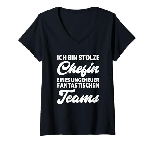 Damen Ich Bin Stolze Chefin Eines Ungeheuer Fantastischen Teams T-Shirt mit V-Ausschnitt Damen Ich Bin Stolze Chefin Eines Ungeheuer Fantastischen Teams T-Shirt mit V-Ausschnitt von Chef Sprüche Vorgesetzten Führungskraft Design
