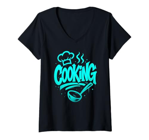 Damen Kochen Graffiti Street Art Design T-Shirt mit V-Ausschnitt Damen Kochen Graffiti Street Art Design T-Shirt mit V-Ausschnitt von Chef Street