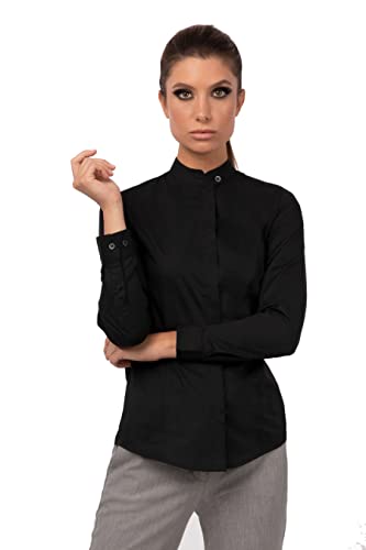 Chef Works Damen Formel Shirt Hemd mit Button-Down-Kragen, Schwarz, X-Klein von Chef Works