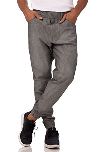 Chef Works Herren Jogger 257 Kochhose, Schwarz/Weiß, gestreift, 3XL von Chef Works