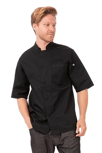 Chef Works Herren Valais Kochmantel V-Serie Kochjacke, Schwarz Schwarz, X-Large von Chef Works