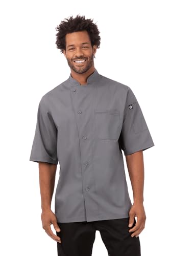 Chef Works Herren Valais Kochmantel V-Serie Kochjacke, Dunkelgrau mit schwarzem Kontrast, L von Chef Works