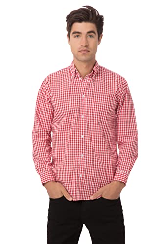 Chef Works Herrenhemd mit Gingham-Muster, Rot und Weiß kariert, X-Groß von Chef Works