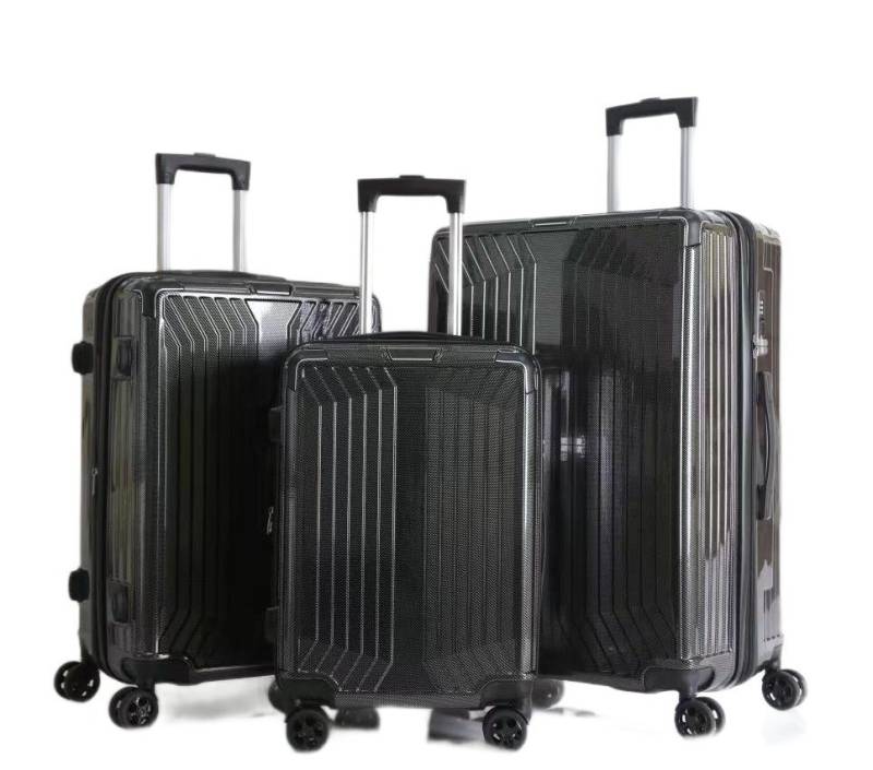 Cheffinger Koffer Koffer 3 tlg Trolley Set Kofferset Gepäck Polycarbonat schwarz, 4 Rollen von Cheffinger