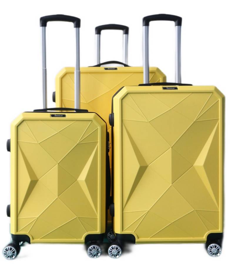 Cheffinger Koffer Reisekoffer 3-teilig Hartschale Trolley Set Kofferset Reisetasche Gelb von Cheffinger