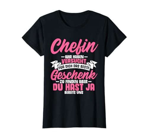 Chefin Damen Cartoon Frauen X-Small Schwarz Klassisch geschnitten mit Cartoon-Muster T-Shirt von Chefin Boss Arbeitskollegen Geschenkideen & Design