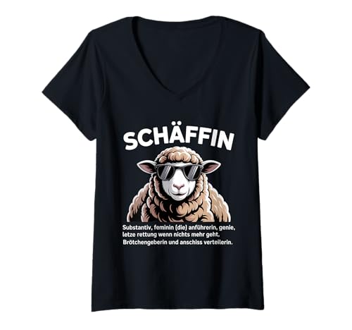 Damen Schäffin Chef Arbeit T-Shirt mit V-Ausschnitt Damen Schäffin Chef Arbeit T-Shirt mit V-Ausschnitt von Chefin Schaaf