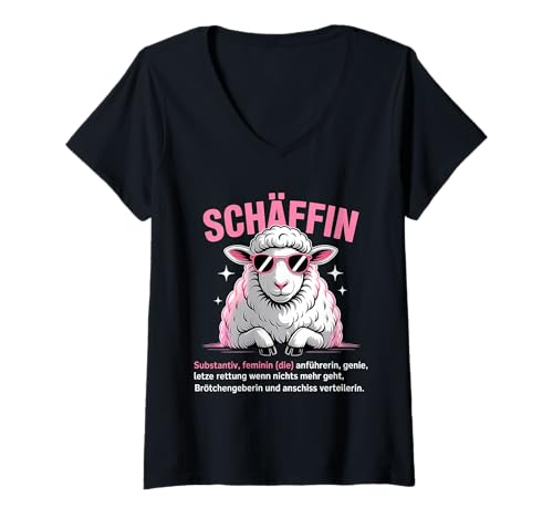 Damen Schäffin Chefin Lustiges T-Shirt mit V-Ausschnitt Damen Schäffin Chefin Lustiges T-Shirt mit V-Ausschnitt von Chefin Schaaf